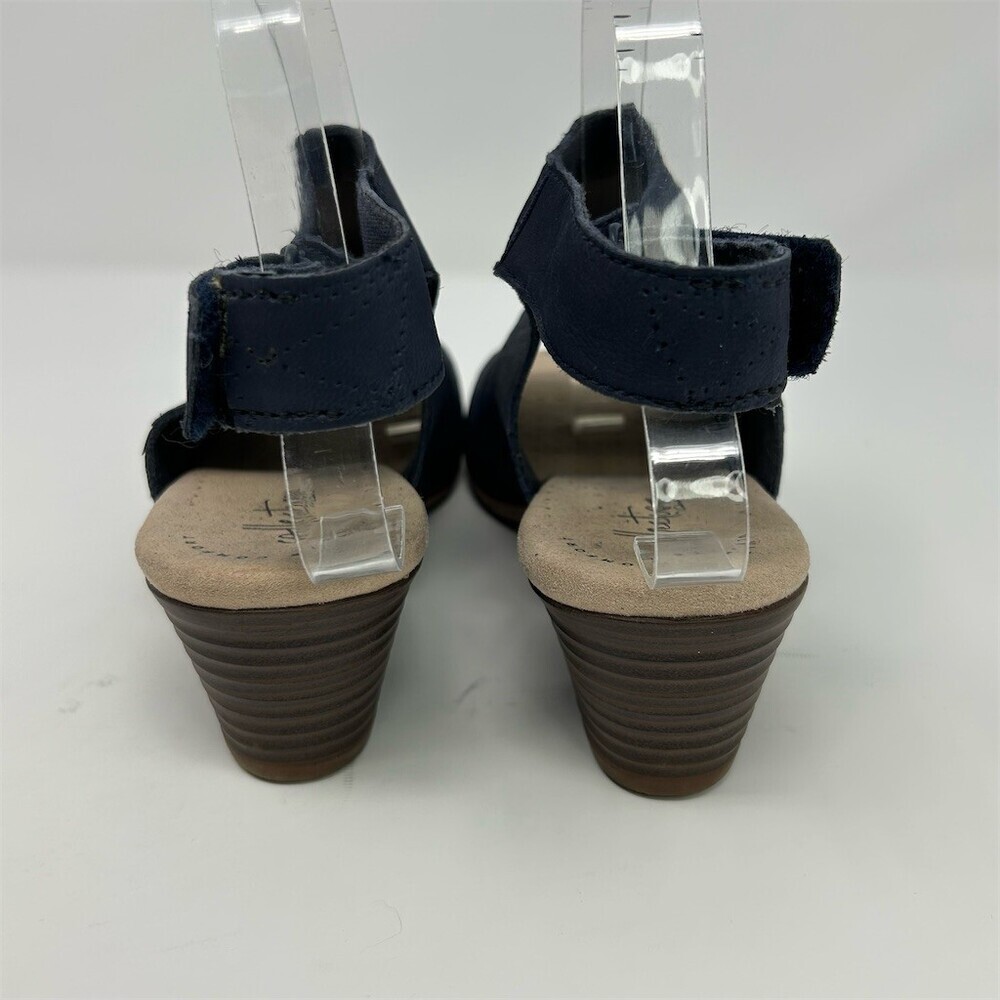 Clarks Valarie James Blue Slingback Ankle Strap Sandals Size 8.5 Wide Block Heel - Picture 7 of 12
